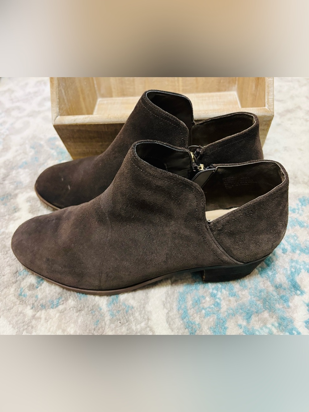 crown & ivy Dark Brown Suede Ankle Booties